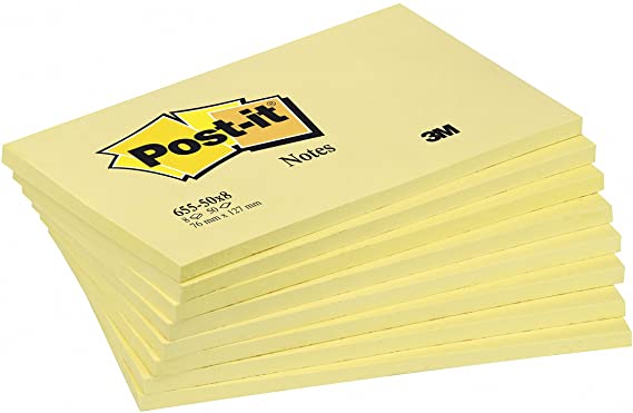 Post Notes Yellow 127x76mm 100sh/Pad Pack of 12 Pads